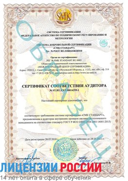 Образец сертификата соответствия аудитора №ST.RU.EXP.00014299-1 Дедовск Сертификат ISO 14001